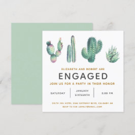 Convite Noivado de Cactus Excessivo com Aquarela