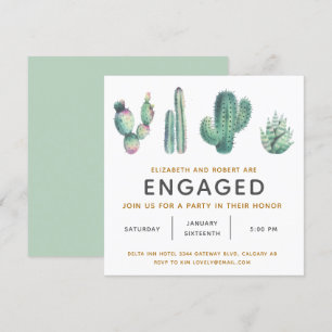 Convite Noivado De Cactus Suculento Com Aquarela