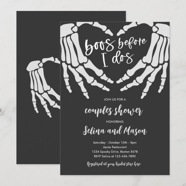 Convite Noivado de Casais Boos Antes dos Eu Dos de Hallowe (Frente/Verso)