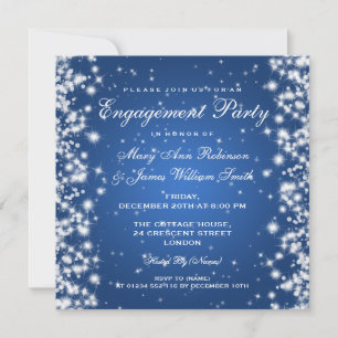Convite Noivado de Casamento Blue Sparkle