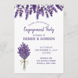 Convite Noivado de Casamento com Flor Lilac Lavanda Roxo