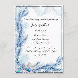 Convite Noivado de Casamento de Natal Blue Pine Winter