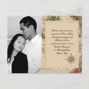 Convite Noivado de Casamento do Antigo Mapa do Mundo