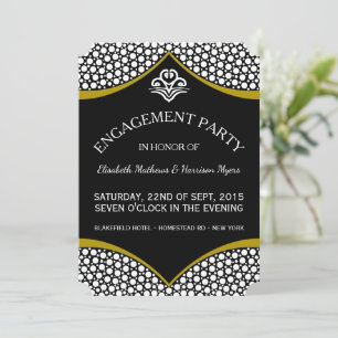 Convite Noivado de Casamento Dourado de Diamante