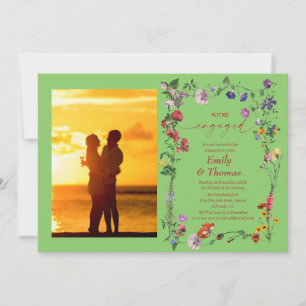 Convite noivado de casamento elegante de flor silvestre