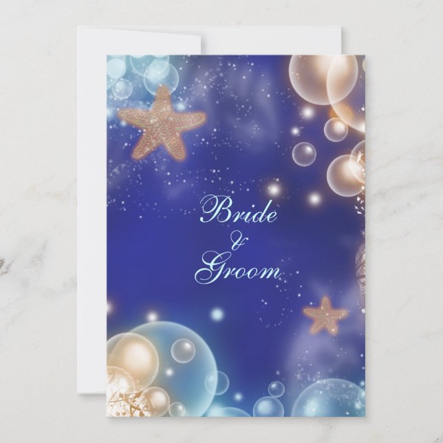 Convite Noivado de casamento em marfim azul #2 (Frente)