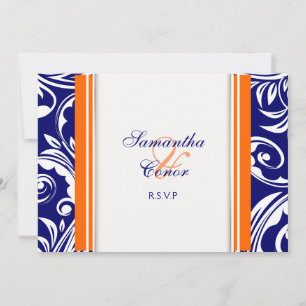 Convite Noivado de casamento laranja azul branco