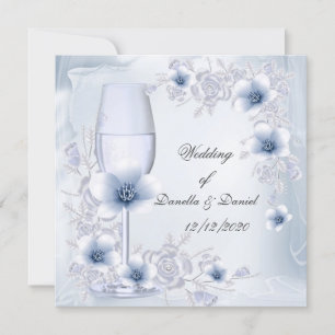 Convite Noivado de Casamento ou Aniversário Azul Prata