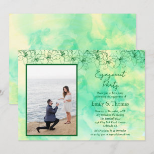 Convite noivado de casamento verde minimalista