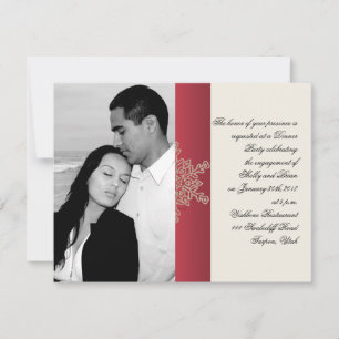 Convite Noivado de Casamento Vermelho e Dourado em Floco d