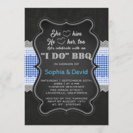 Convite Noivado de CHURRASCO Gingham Lace I DO