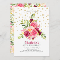 Noivado de Confetti Dourado Floral Cor-de-Água Ros