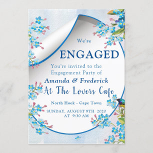 Convite Noivado de "Esquecimento-me-Nots" Azul