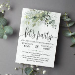 Convite Noivado de festa suculenta Eucalyptus greenery<br><div class="desc">Adicione texto ao design, para alterações adicionais (cor da fonte, estilo da fonte, remover ou mover elementos, alterar texto *O texto da Parte do Vamos não é editável, mas a cor pode ser alterada), clique em personalizar, role para baixo e clique no link "clique para personalizar mais". ** Consulte a...</div>