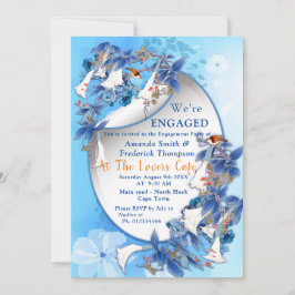 Convite Noivado de flor de lua ilustrado com aquarela