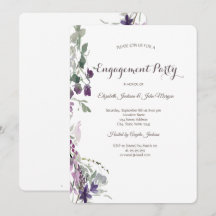 Noivado de flor selvagem violeta de aquarela