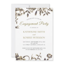 Noivado de Flores Douradas Elegantes Clássicas