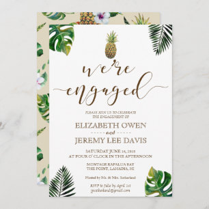 Convite Noivado de Folhas Tropicais Pineapple Luau
