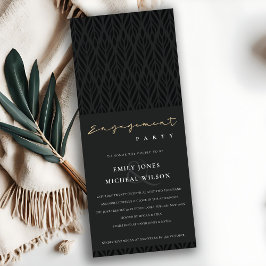 CONVITE NOIVADO DE FONTE DOURADA NEGRA DE ARTE MODERNA