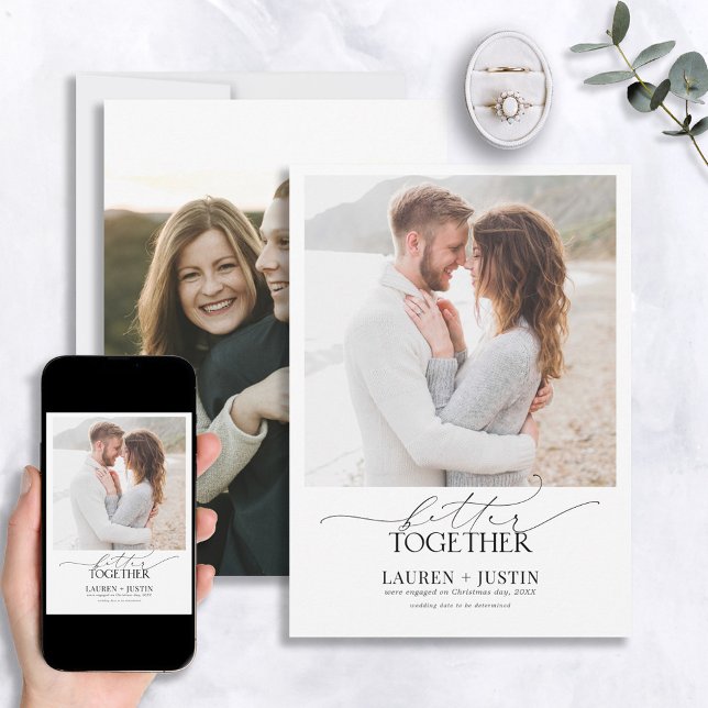 Convite Noivado de fotos preto e branco 2 melhor (Criador carregado)