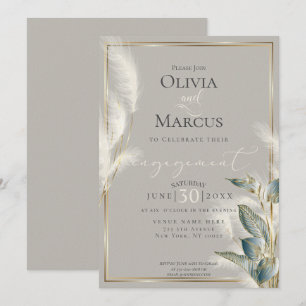 Convite Noivado de Grass Teal Anthurium Feathery Pampas