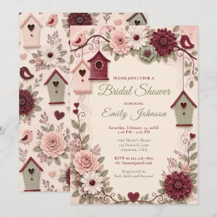 Convite Noivado de Inverno Burgundy Blush