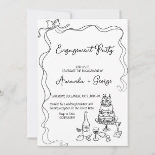 Convite Noivado de Manuscrito Chic - casamento
