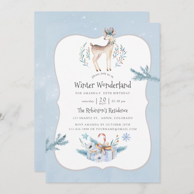 Convite Noivado de Natal com Aquarela Natal (Frente/Verso)