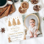 Convite Noivado de Natal da Dourada Árvore Winter Onederla<br><div class="desc">Dourada Árvore Winter Onederland Natal Convite para Aniversário</div>