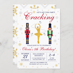 Convite Noivado de Natal do Dourado Ballerina Nutcracker