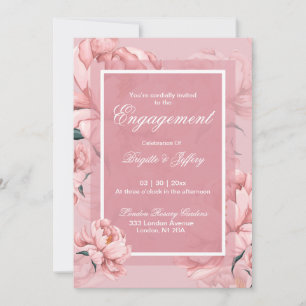 Convite Noivado de pedônia rosa