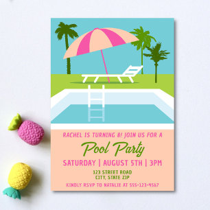Convite Noivado de piscina Tropical Nadando Piscinas