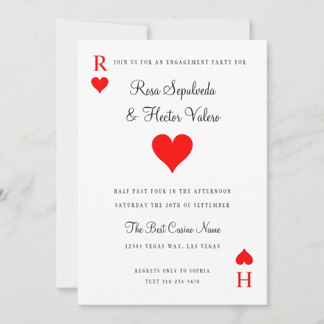 Convite Noivado de Placa de Reprodução de Poker em Las Veg (Frente)