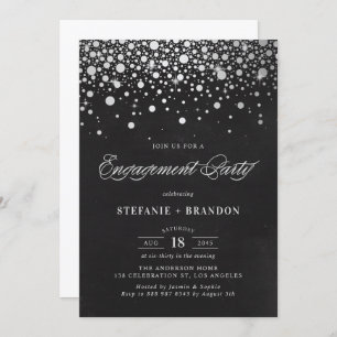 Convite Noivado de quadro chalkboard Faux Silver Foil Conf