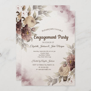 Convite Noivado de Rosas de Vintage com Watercolor