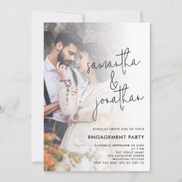 Convite Noivado de Script de Sobreposição de Fotos Moderna