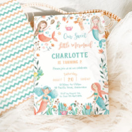 Convite Noivado de Sereia Bonita Debaixo da Garota do Mar