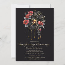 Noivado de Teia Floral Aranha em Dourado Gótico e
