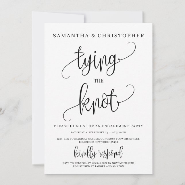 Convite Noivado de tipografia moderna russa (Frente)