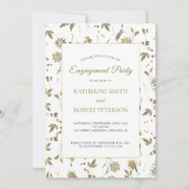 Convite Noivado de Vinha das Flores Douradas Elegantes