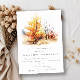 Convite Noivado de Xadrez de Paisagem de outono Amarelo de