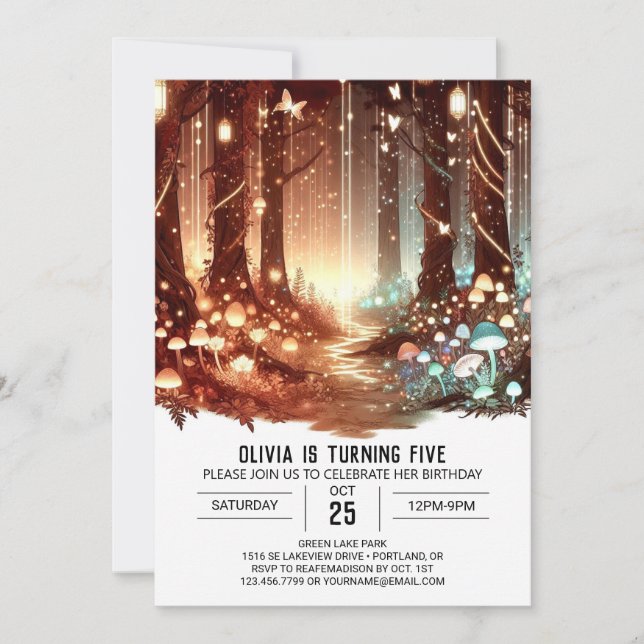 Convite Noivado Digital Whimsy Woodland (Frente)