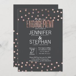 Convite Noivado Dourada Bolinhas e Cinza de carvão