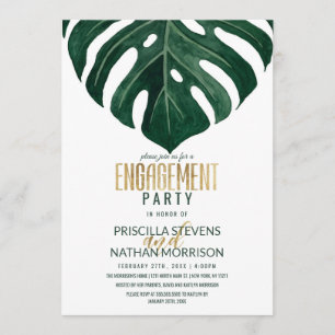 Convite Noivado Dourado de Folha de Queijo Tropical Suíç