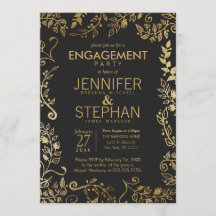 Noivado Dourado Elegante Preto e Amarelo