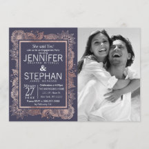 Noivado Dourado Floral e Marinho Azul