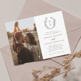 Convite Noivado Elegante de Fotografias a Preto e Branco