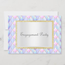 Convite Noivado Elegante Sereia Pastel Glitter