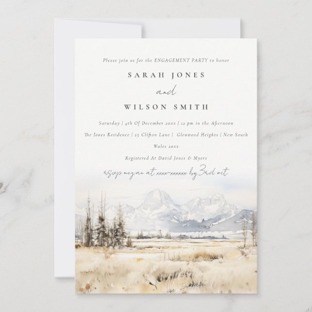 Convite Noivado em Jackson Hole Wyoming aquarela (Frente)