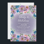 Convite Noivado Fabuloso de Mulheres Azuis Roxas<br><div class="desc">Floral de cor d'água roxa e azul,  estilo jipe,  40 e convite de aniversário fabuloso para mulheres. Fontes,  texto e texto são todos personalizáveis.</div>